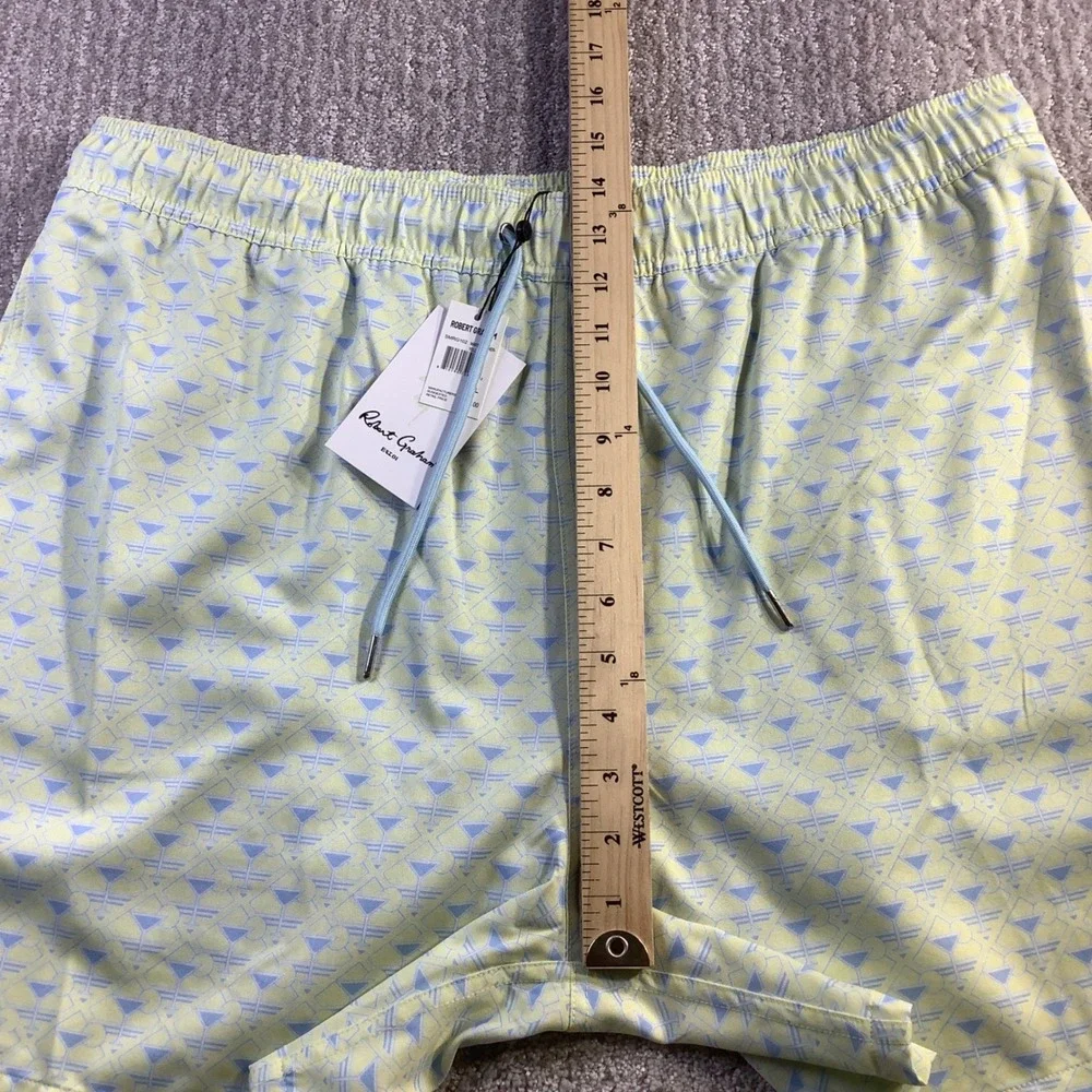 Robert Graham Martini Tower Swim Trunks Yellow Blue Martini Glass Size 2XL NWT